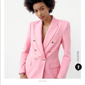 ZARA PINK TAILORED DOUBLE BREASTED BLAZER NEW with Tags (L)